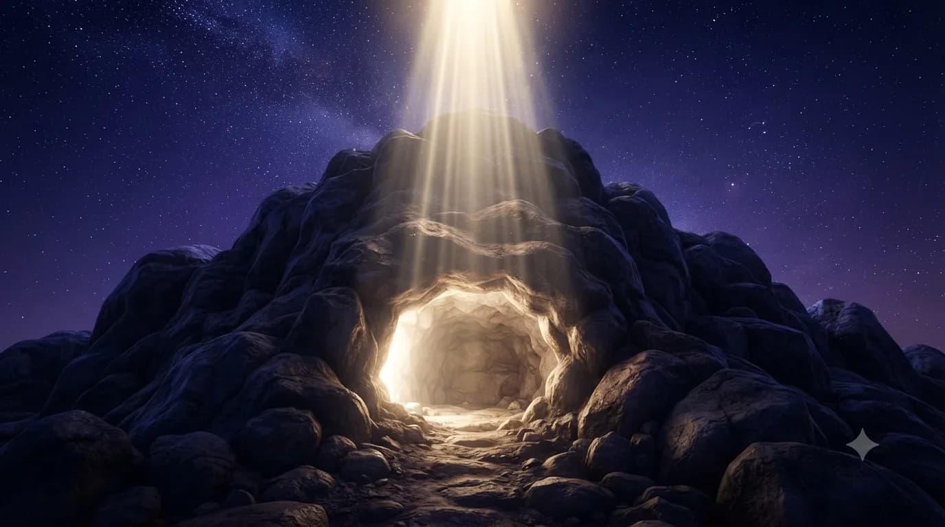 The angel bringing revelation to Prophet Muhammad ﷺ in Cave Hira