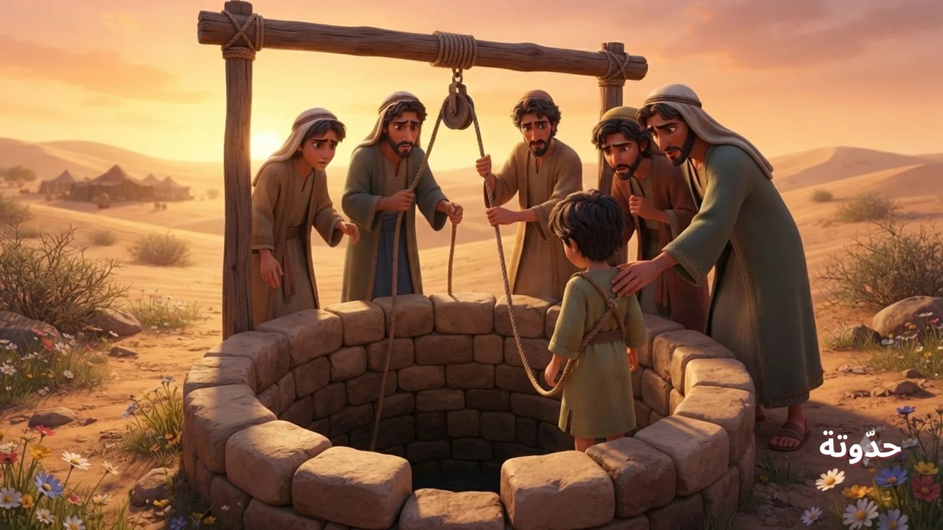 إخوة سيدنا يوسف عليه السلام وهم يضعونه داخل البئر