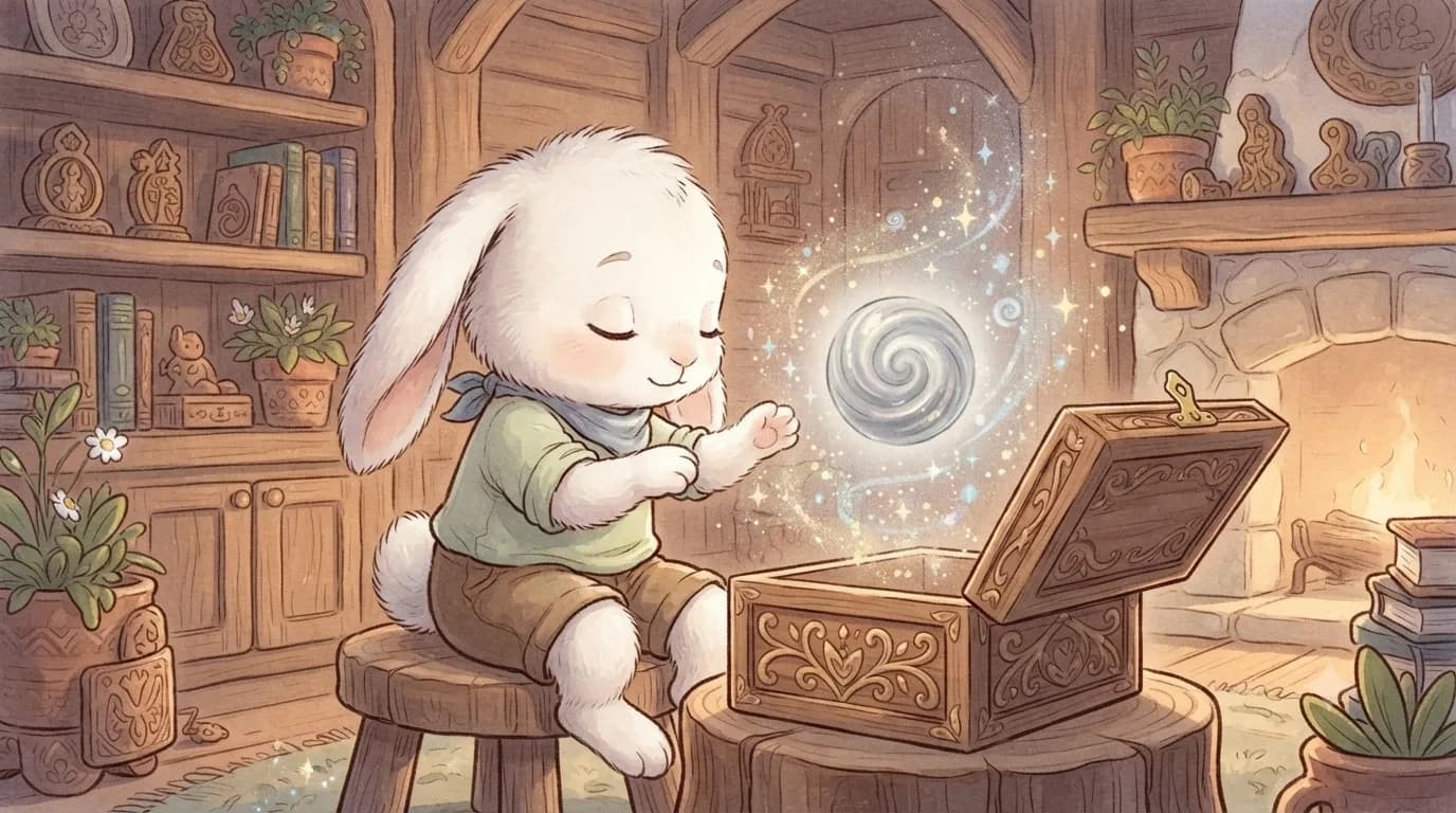 Pip testing the magic sound box for the first time
