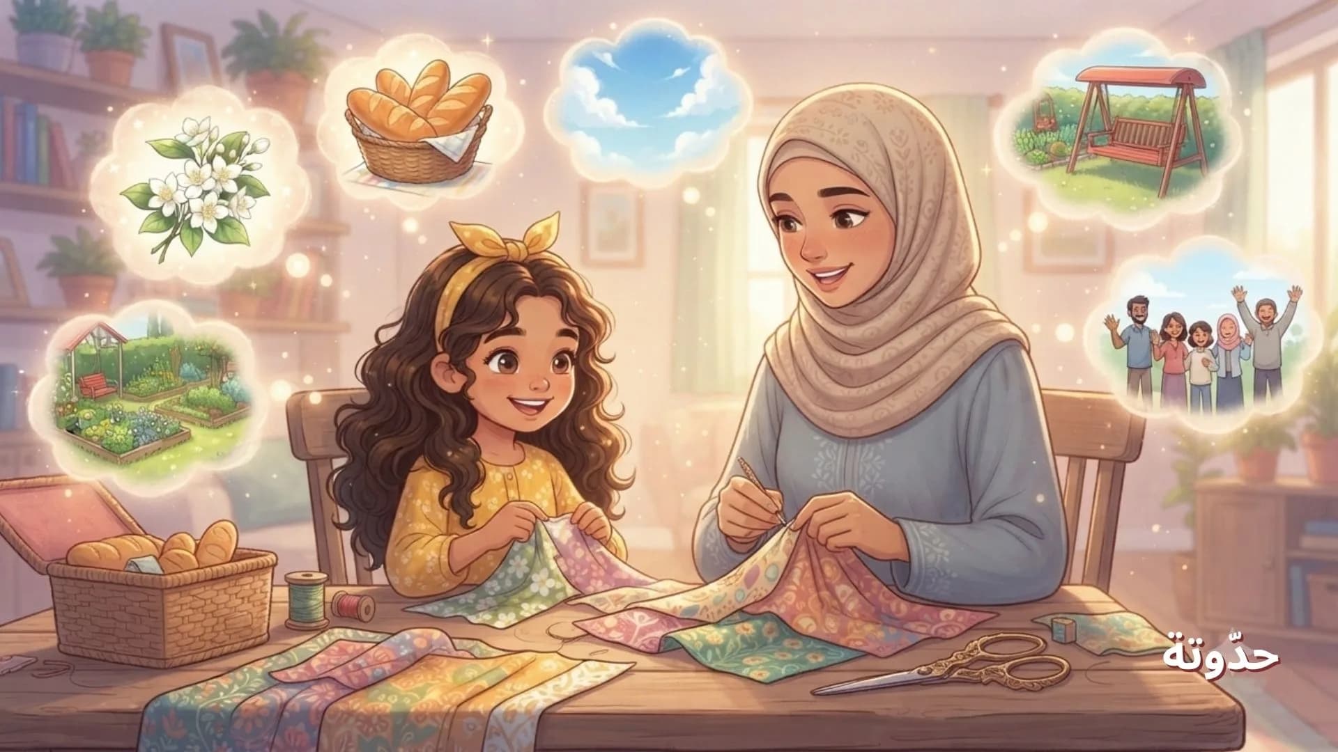 الأم وليان تخيطان لحاف الذكريات