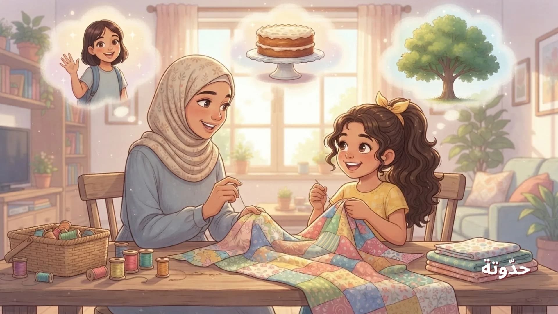 ليان ووالدتها تخيطان ذكريات جديدة في لحاف الذكريات