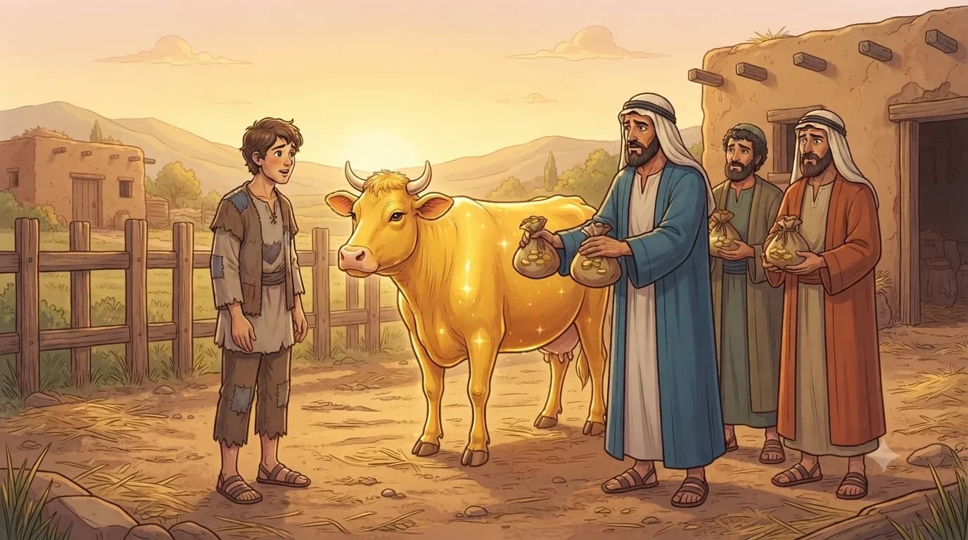 The people purchasing the rare golden cow for a high price