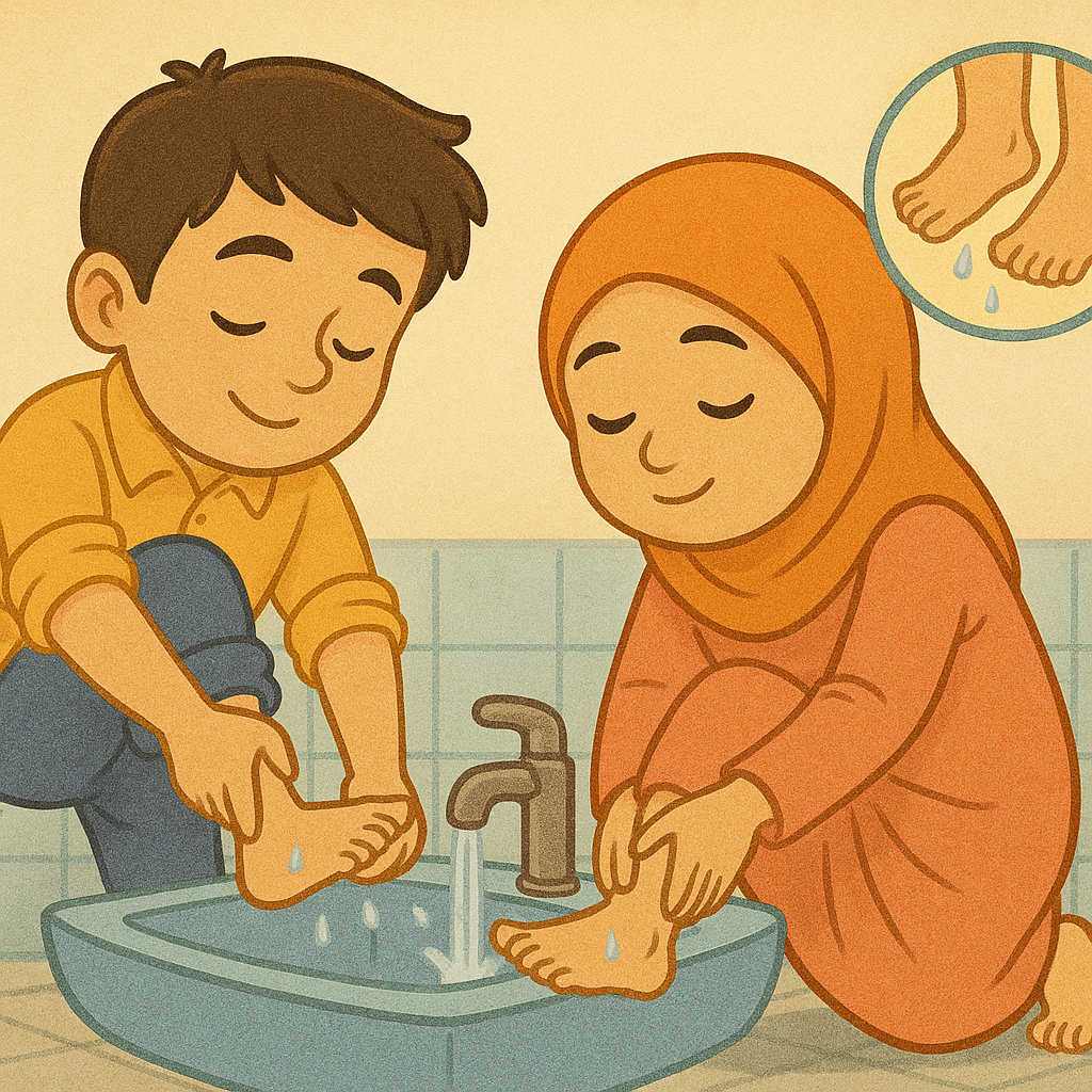 غسل القدمين في الوضوء