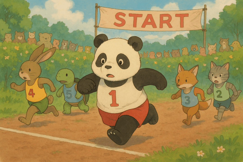 باندا يفوز بالسباق