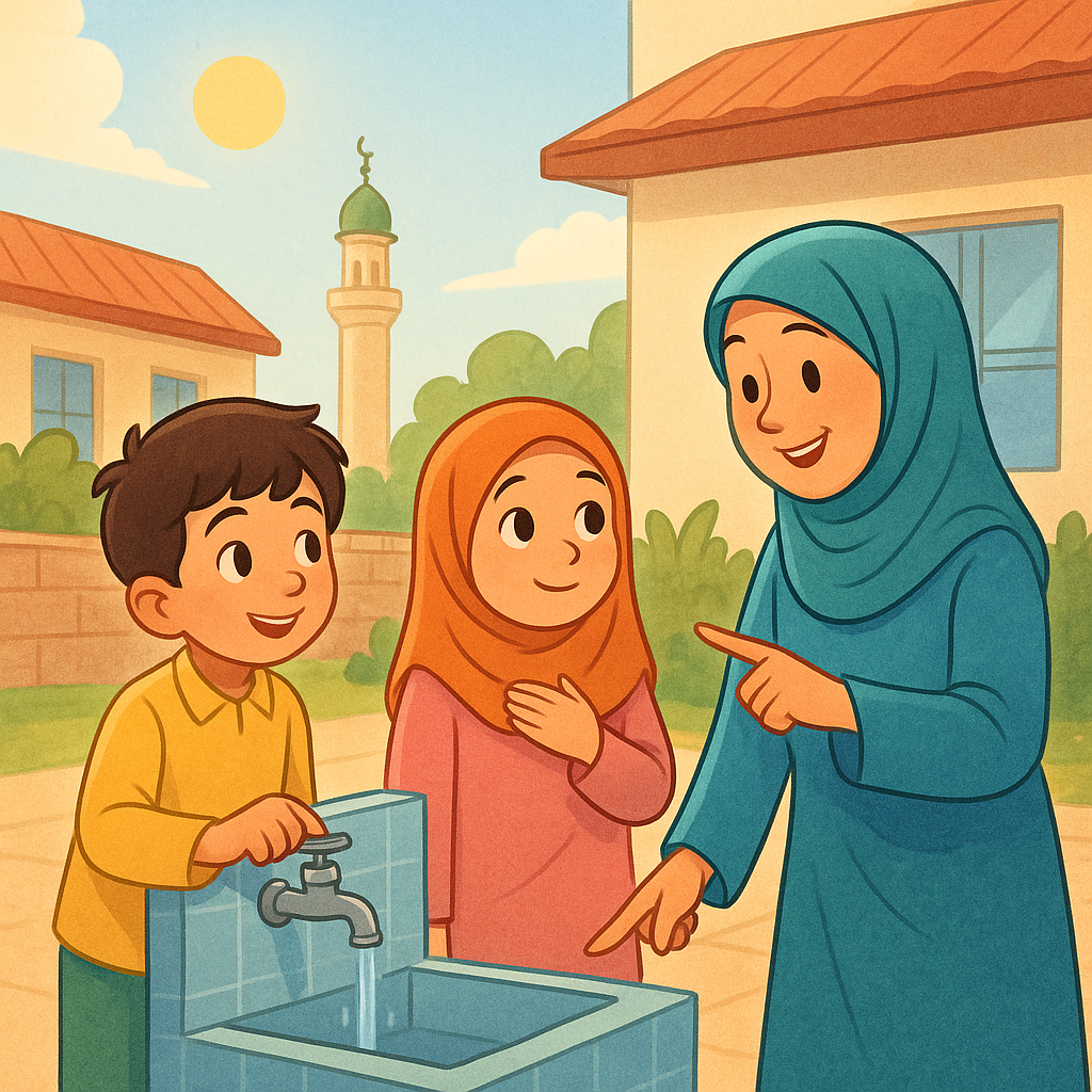 الأطفال يستعدّون للوضوء