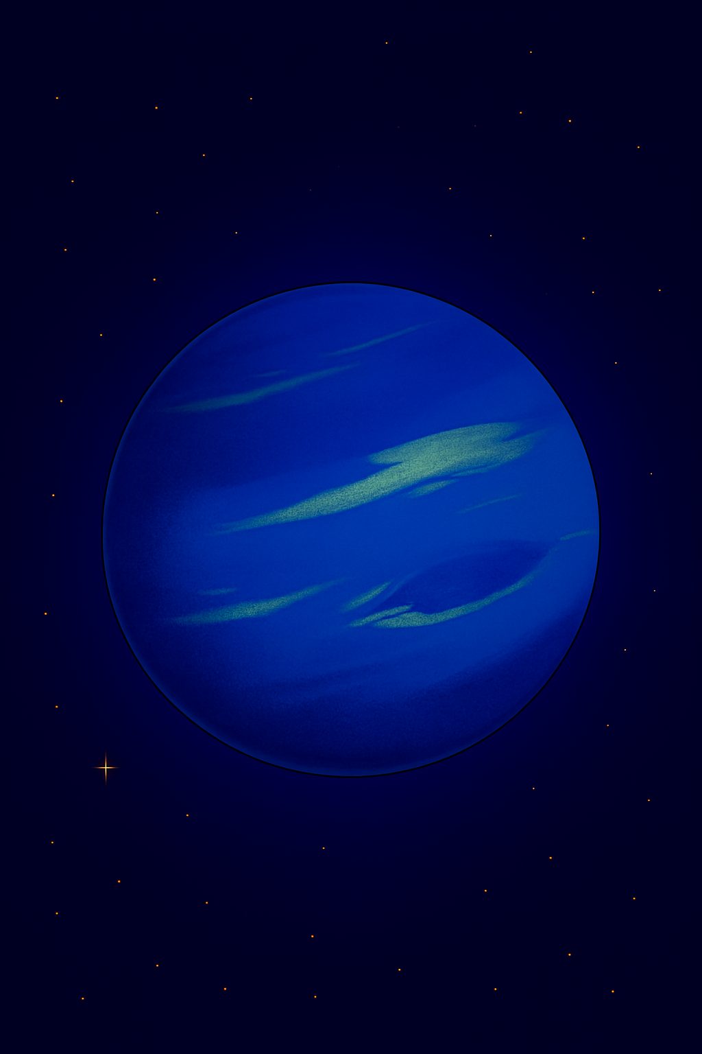 Blue planet against starry background
